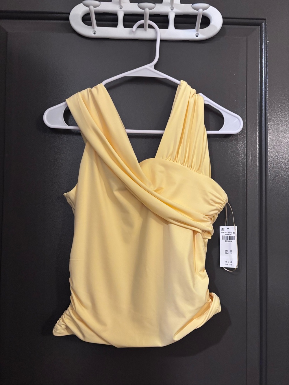 Abercrombie & Fitch Pale Yellow Draped One-Shoulder Camisole